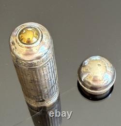Antique Guilloché Sterling Silver Lipstick Case