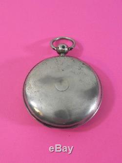 Antique Gusset Watch In Rooster Case Silver Nineteenth