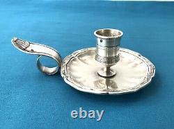 Antique Hand Candle Holder in Solid Silver MINERVE 19th Century XIX Cellar Rat Chandelier