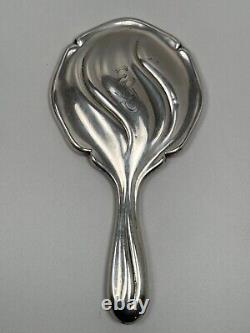 Antique Hand Mirror in Solid Sterling Silver Art Nouveau Jugendstil