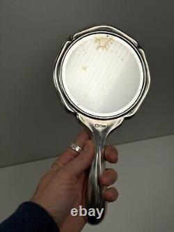 Antique Hand Mirror in Solid Sterling Silver Art Nouveau Jugendstil