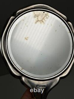 Antique Hand Mirror in Solid Sterling Silver Art Nouveau Jugendstil