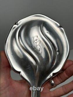 Antique Hand Mirror in Solid Sterling Silver Art Nouveau Jugendstil