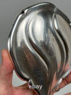 Antique Hand Mirror in Solid Sterling Silver Art Nouveau Jugendstil