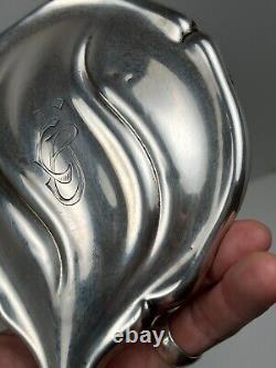 Antique Hand Mirror in Solid Sterling Silver Art Nouveau Jugendstil