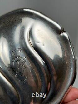 Antique Hand Mirror in Solid Sterling Silver Art Nouveau Jugendstil