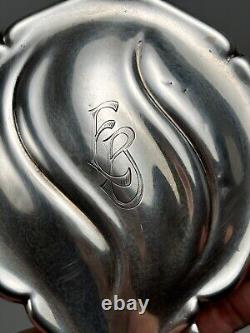 Antique Hand Mirror in Solid Sterling Silver Art Nouveau Jugendstil