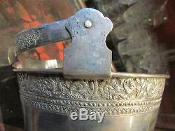 Antique Ice Bucket In Sterling Silver Extreme Orient Chine Punched