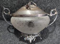 Antique Jam Cupboard / Solid Silver and Cut Crystal Sweetmeat Dish 19th Century