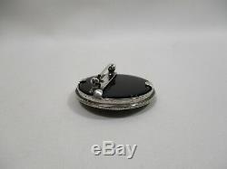 Antique Jewel Brooch Owl Sterling Silver Onyx And Marcasite Brooch Jewel Pin