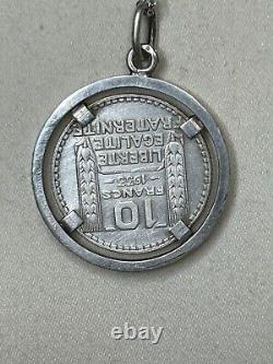 Antique Jewelry Silver Necklace Minerva Mark Turin 10F Coin Mounted