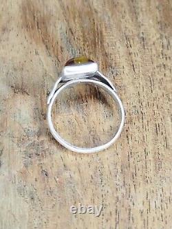 Antique Jewelry: Solid Silver Ring with Natural Amber Stone XX Century 1980