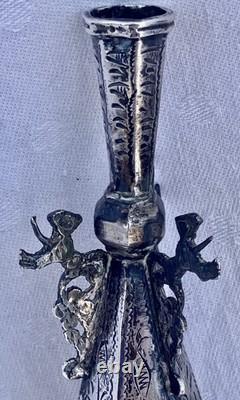 Antique Khol Bottle in Solid Silver Hallmarked Algeria North Africa