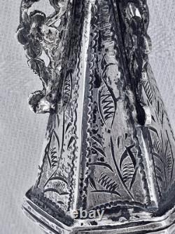 Antique Khol Bottle in Solid Silver Hallmarked Algeria North Africa