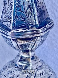 Antique Khol Bottle in Solid Silver Hallmarked Algeria North Africa