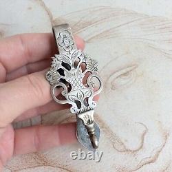 Antique Large Silver Chatelaine Hook 19th Century Minerva Hallmark