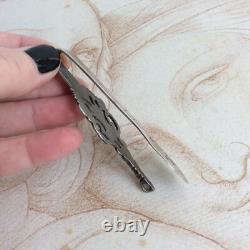 Antique Large Silver Chatelaine Hook 19th Century Minerva Stamp