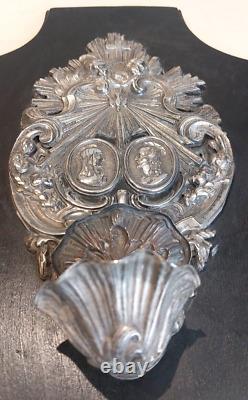 Antique Large Silver Holy Water Font Victorian Napoleon III