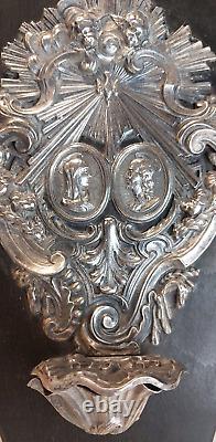 Antique Large Silver Holy Water Font Victorian Napoleon III