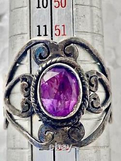 Antique Marquise Ring: Solid Silver Ring with Amethyst, Jewelry