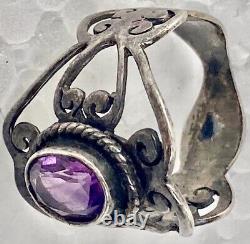 Antique Marquise Ring: Solid Silver Ring with Amethyst, Jewelry