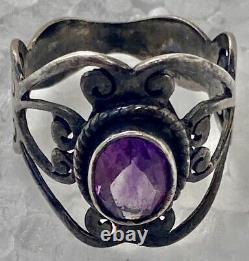Antique Marquise Ring: Solid Silver Ring with Amethyst, Jewelry