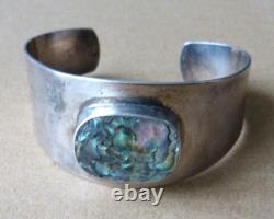 Antique Massive Silver Bracelet + Mother of Pearl Signed FAUSING Denmark Silver Scandinavia