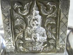 Antique Match Holder Reliquary Buddha Shiva Goddess Solid Silver