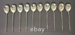 Antique Moka or Caviar Spoons in Solid Russian Silver Lots of 10