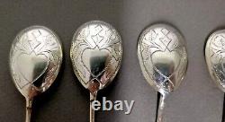 Antique Moka or Caviar Spoons in Solid Russian Silver Lots of 10