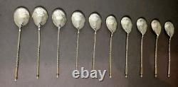 Antique Moka or Caviar Spoons in Solid Russian Silver Lots of 10