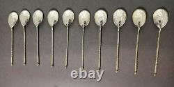 Antique Moka or Caviar Spoons in Solid Russian Silver Lots of 10