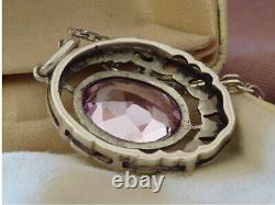 Antique, Necklace Necklace Pendant Art Deco Silver Solid Sapphire Natural Pink 19