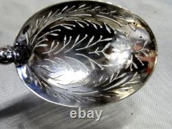 Antique Olive Spoon Solid Silver