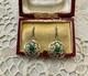 Antique Openwork Solid Silver Earrings With A Very Beautiful Emerald