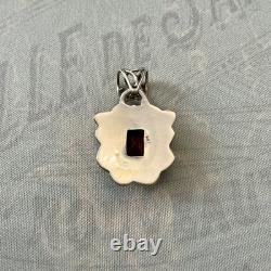 Antique Ornate Pendant in Solid Silver, Authentic, Imposing Ruby