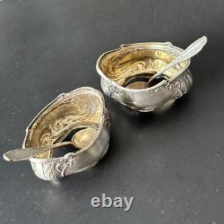 Antique Pair of Salt and Pepper Shakers in Solid Silver Art Nouveau 1900