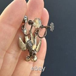 Antique Pair of Solid Silver Art Nouveau Swallow Drop Earrings