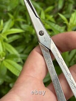 Antique Pair of Solid Silver Scissors with Grape Motif & Minerva & France & Silverware