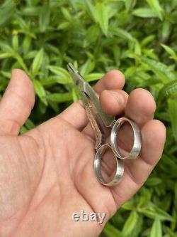 Antique Pair of Solid Silver Scissors with Grape Motif & Minerva & France & Silverware