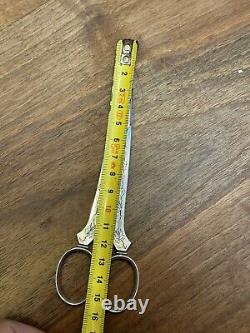 Antique Pair of Solid Silver Scissors with Grape Motif & Minerva & France & Silverware