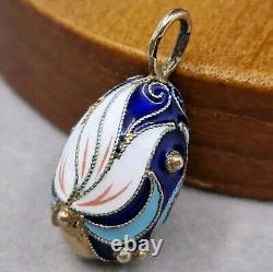 Antique Pendant in STERLING SILVER, RUSSIAN ENAMEL imperial style, vintage jewelry