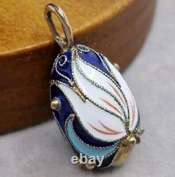 Antique Pendant in STERLING SILVER, RUSSIAN ENAMEL imperial style, vintage jewelry