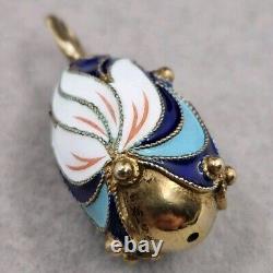Antique Pendant in STERLING SILVER, RUSSIAN ENAMEL imperial style, vintage jewelry