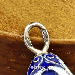 Antique Pendant in STERLING SILVER, RUSSIAN ENAMEL imperial style, vintage jewelry