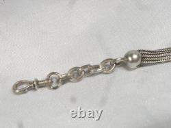 Antique Rare Solid Silver Enamel Pocket Watch Chain Jewelry