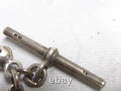 Antique Rare Solid Silver Enamel Pocket Watch Chain Jewelry