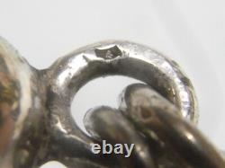Antique Rare Solid Silver Enamel Pocket Watch Chain Jewelry
