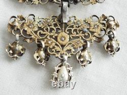 Antique Regional Normandy 18th Century Solid Silver Vermeil Pendant