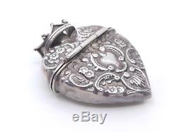 Antique Reliquary Box Pendant Heart Crowned Sterling Silver XIX (2)